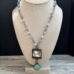 lula n lee Crystal and Stone Distressed Pendant Necklace